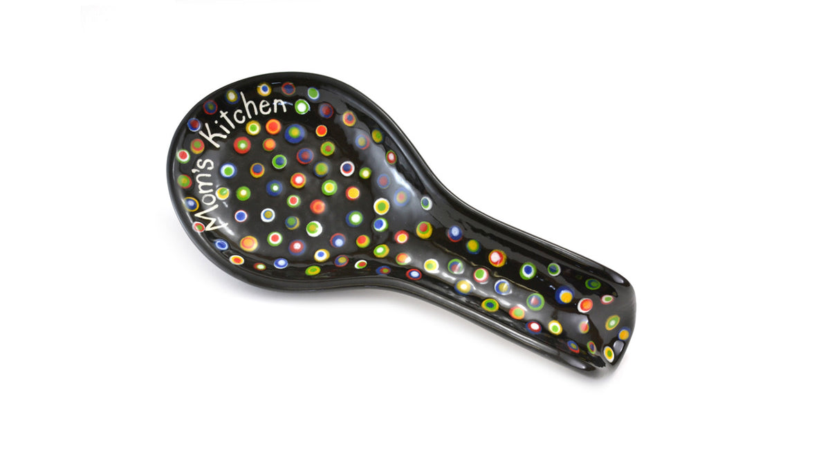 How to Paint Pottery and Ceramics Mom's Kitchen Spoon Rest with Polka Dots