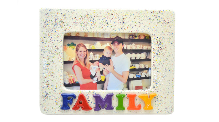 How to Paint Pottery and Ceramics Family Picture Frame with Splatter Technique