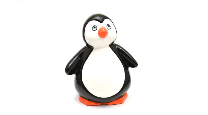 How to Paint Pottery and Ceramics Penquin Bank with Pretty Eyes