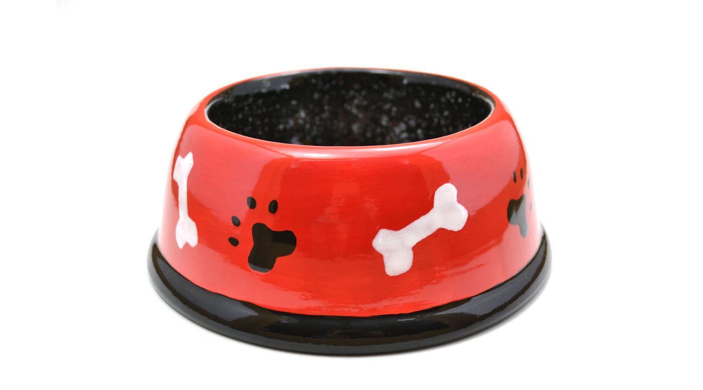 How to Paint Pottery Ceramics with Stencils Dog Bowl with Bone and Paw Prints