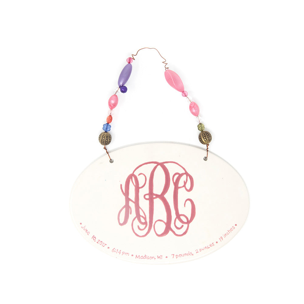 Custom Painted Baby Monogram Plaque